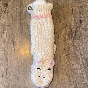 Jane and Bleecker Cream and Pink Knit Socks